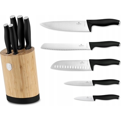 Berlinger Haus Sada nožů v bloku Matt Black Bamboo 6 ks