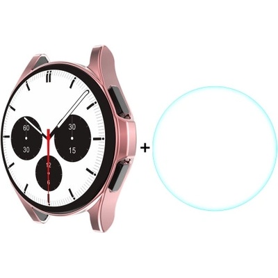 ENKAY Obal s tvrdeným sklom pre Samsung Galaxy Watch 4 Classic 46mm ružový 34010