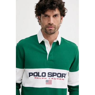 Ralph Lauren Памучна блуза с дълги ръкави Polo Ralph Lauren в зелено с изчистен дизайн 710938458 (710938458)