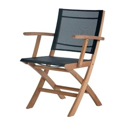 Barlow Tyrie Teakové jídelní skládací křeslo Horizon, 55 x 57 x 84 , výplet textilen charcoal