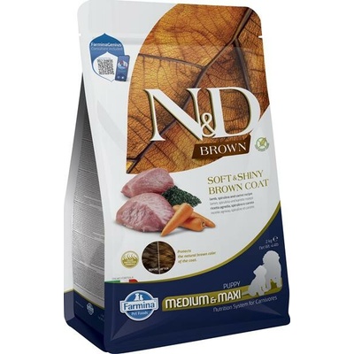 N&D Brown Puppy Medium & Maxi Grain Free Lamb Spirulina & Carrot 2 kg