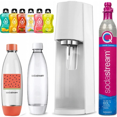 Sodastream Terra se 2 lahvemi: bílá a oranžová + nápoje Bolero Bílý