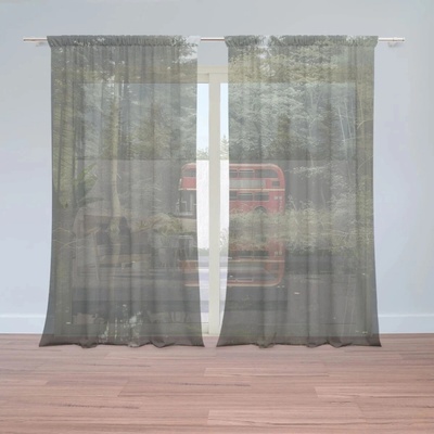 Sablio Záclony Červený poschodový autobus: 2ks 150x250cm