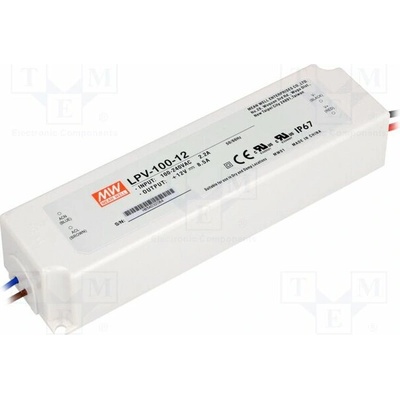 MEAN WELL LPV-100-12 Napájecí zdroj: spínaný; LED; 102W; 12VDC; 8,5A; 90÷264VAC; IP67