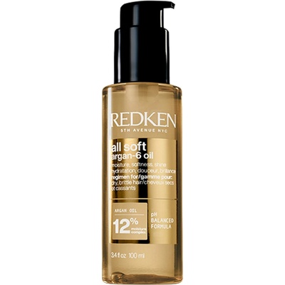 Viacúčelový olej pre suché a krehké vlasy Redken All Soft Argan-6 Oil - 100 ml