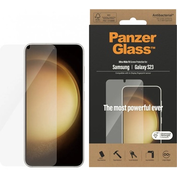 Panzer Стъклен протектор PanzerGlass за Samsung Galaxy S23 / S22 FingerPrint, CaseFriendly, AntiBacterial - Черен