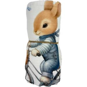 Bambino Casa Муселиново одеяло Bambino Casa - Blu Rabbit Bicycle, 120 x 120 cm (3929) - ozone