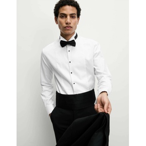 Marks & Spencer Риза с тесен силует от луксозен памук с двойна манжета Marks & Spencer бяла Marks & Spencer | Byal | МЪЖЕ | 15