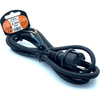 Solight Solight flexo šňůra, 2x 1,5mm2, gumová, černá, 2,5m, PF32