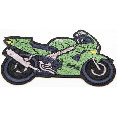Nažehľovacia záplata - motorka - zelená - rozmer 8,5 cm x 5,5 cm
