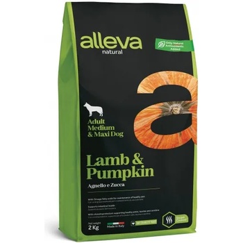 Diusapet Alleva® natural (adult medium/maxi) lamb & pumpkin - пълноценна храна за пораснали кучета, над 1 година, средни и едри породи, Италия - 2 кг 2127