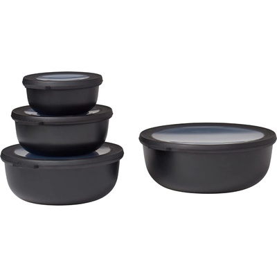 Mepal multi-bowl Cirqula Round 4-piece set - microwave dishes - suitable as a storage box, refrigerator, freezer and microwave dishes - 350, 750, 1250, 2250 ml - Nordic black - 106232041100