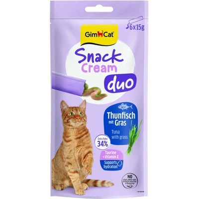 GimCat Snack Cream Duo tuňák&tráva 6x15 g