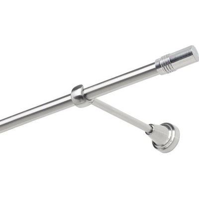 OK-GarnýžeCZ Garnýž kovová jednořadá 19mm Cylinder nerez 240 cm do stěny / na tunýlek - bez kroužků