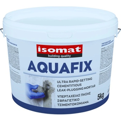 ISOMAT AQUAFIX - Rýchlo tuhnúci cement pre okamžité utesnenie úniku vody Farba: Šedá, Hmotnosť: 5 kg