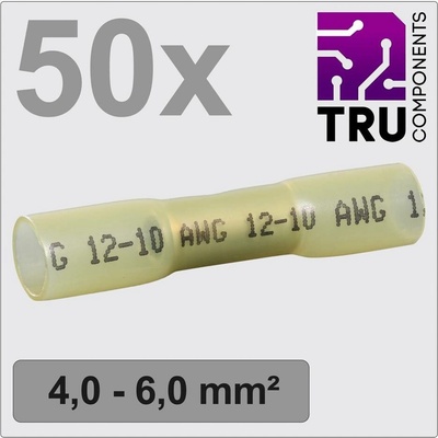 TRU COMPONENTS TC-12888412 krimpovacie spojka so zmršťovacou bužírkou 4 mm² 6 mm² úplne izolované žltá 50 ks
