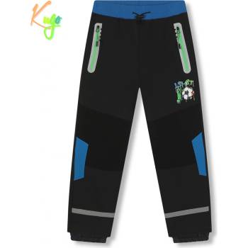 Kugo HK5609 Chlapecké softshellové kalhoty zateplené tmavě šedá / zelené zipy