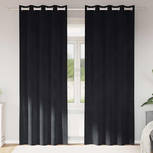 Pure Line Home Кадифени завеси в цвят черен с метални халки, 2 бр. , 140 x 260 см
