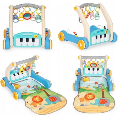 HUANGER Chodítko interaktivní s podložkou 2v1 modré