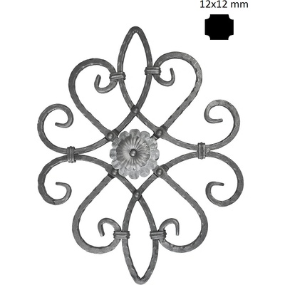 Kovářský ornament H530xL420mm, OBOUSTRANNÝ vzor,12x12mm