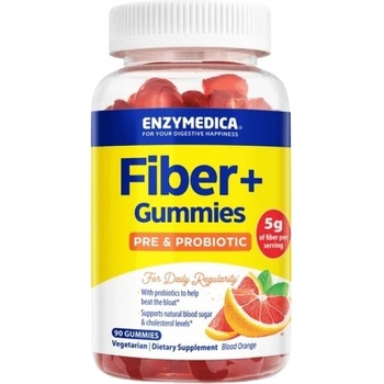 Enzymedica Fiber+ Gummies [90 желирани бонбони] Червен портокал