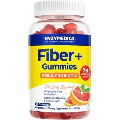 Enzymedica Fiber+ Gummies [90 желирани бонбони] Червен портокал