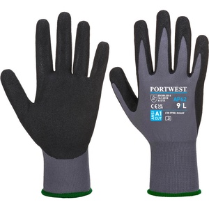 Portwest dermiflex aqua ap62 / Водоустойчиви ръкавици, потопени в пясъчен нитрил - сиво/черно s (ap62g8rs)
