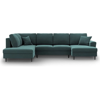 Cosmopolitan Design Кадифен разтегателен ъглов диван с място за съхранение в петролен цвят (ляв ъгъл/U форма) Kyoto - Cosmopolitan Design (COS_ULF_2_F1_KYOTO7)