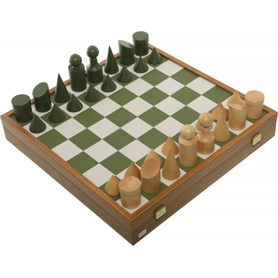 Manopoulos Šachy Bauhaus zeleno-bílé, král 8,5cm, šachovnice 40x40cm