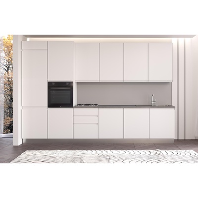 ARES Права кухня irene, лява, 360 см, лице бяло, плот и гръб цимент (0whfbi016bis)