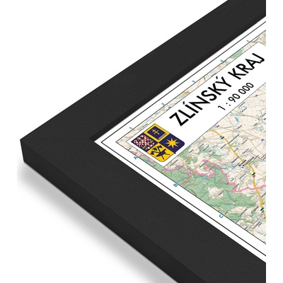 Excart Maps Zlínský kraj - obří nástěnná mapa 200 x 140 cm Varianta: mapa v dřevěném rámu, Provedení: Pegi černý