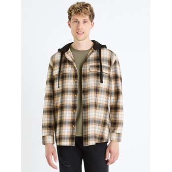 Celio Кафява мъжка карирана риза с качулка Celio Fapuche Celio | Kafyav | МЪЖЕ | M