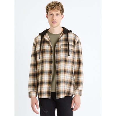 Celio Кафява мъжка карирана риза с качулка Celio Fapuche Celio | Kafyav | МЪЖЕ | M