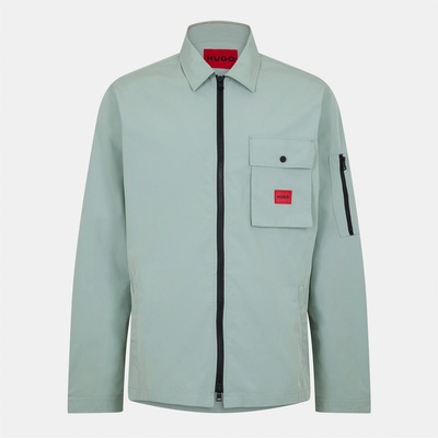 Hugo Риза с дълъг ръкав Hugo Men's Emmond Red Cotton Long Sleeve Zip Overshirt - Light Green 338