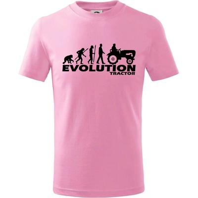 Evolúcia traktor tričko ružová