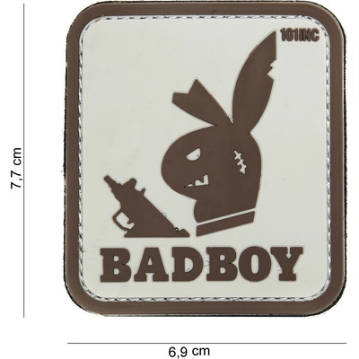 Gumová nášivka 101 Inc nápis Badboy - béžová