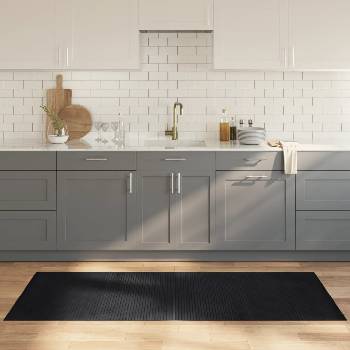 vidaXL Килим, правоъгълен, черен, 80x200 см, бамбук (376774)