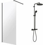 Grohe Комплект душ кабина Omnires Marina Walk-In, черна 110x200 см и душ колона Grohe Vitalio Start, черна (DNR11XBLTR+266772431)