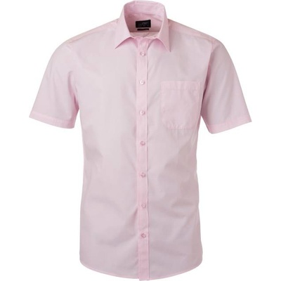 James & Nicholson pánska popelínová košeľa s krátkym rukávom JN 680 light pink