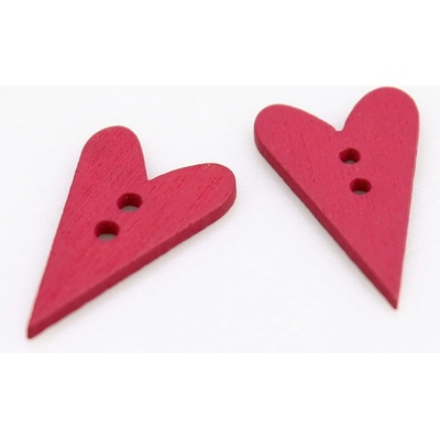 Pro Háčkování Knoflík srdce, dřevěný 25x15 mm fuchsiový