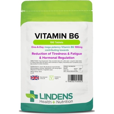Lindens Health + Nutrition Vitamín B6 Pyridoxin hydrochlorid 100 mg 100 tabliet