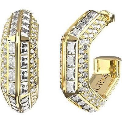 Guess Pozlátené kruhové náušnice Lioness Queen JUBE06188JWYGT/U číra, zlatá