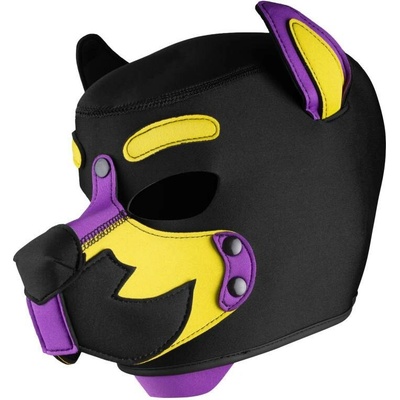 COSPLAY Neoprene Wolf Gang Black Yellow Purple Hood barevná neoprenová psí maska