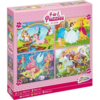 Image 1 of Grafix Пъзел Grafix 4 в 1 - Приказни момичета