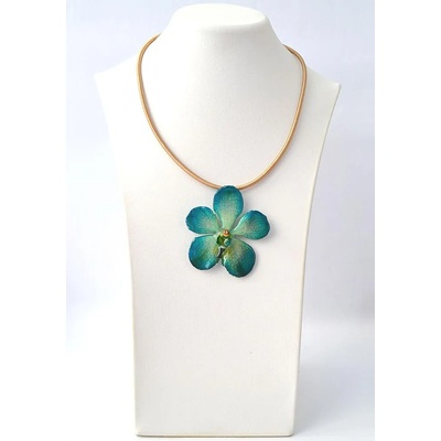 Dannyra Колие с естествена орхидея Мокара в тюркоаз Dannyra Jewels