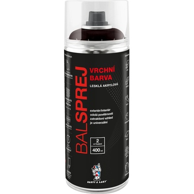 Balsprej vrchní univerzální akrylová barva ve spreji RAL 8017 400 ml hnědá čokoládová