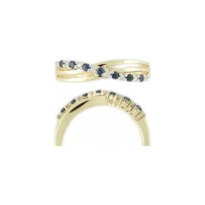 Klenoty Budín prsten s diamantem žluté zlato briliant safír v kombinaci s lesklou bílou 3810491 5 53 92