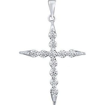 SILVEGO Strieborný prívesok krížik Gamiel s čírymi Brilliance Zirconia MW0524P