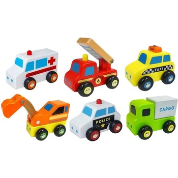 Viga Toys Дървен комплект Viga - Колички, 6 броя (59621)