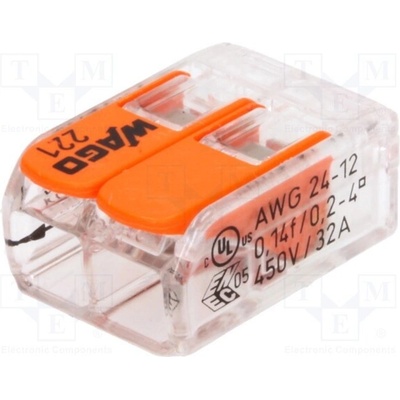 WAGO 221-412 Rychlosvorka; 221; 32A; 450V; na kabel; pružinová svorka; 0,2÷4mm2 – Sleviste.cz